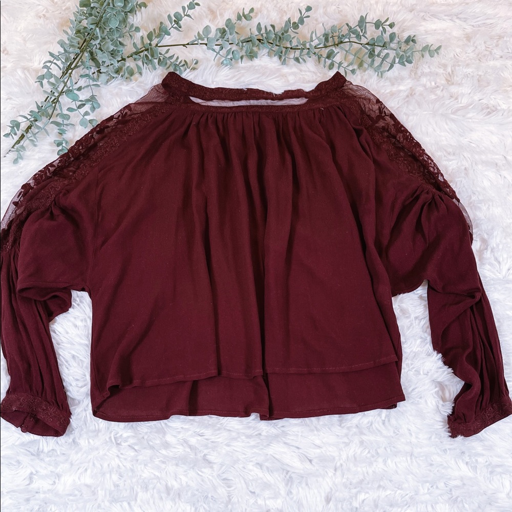 Maroon tunic lace top
